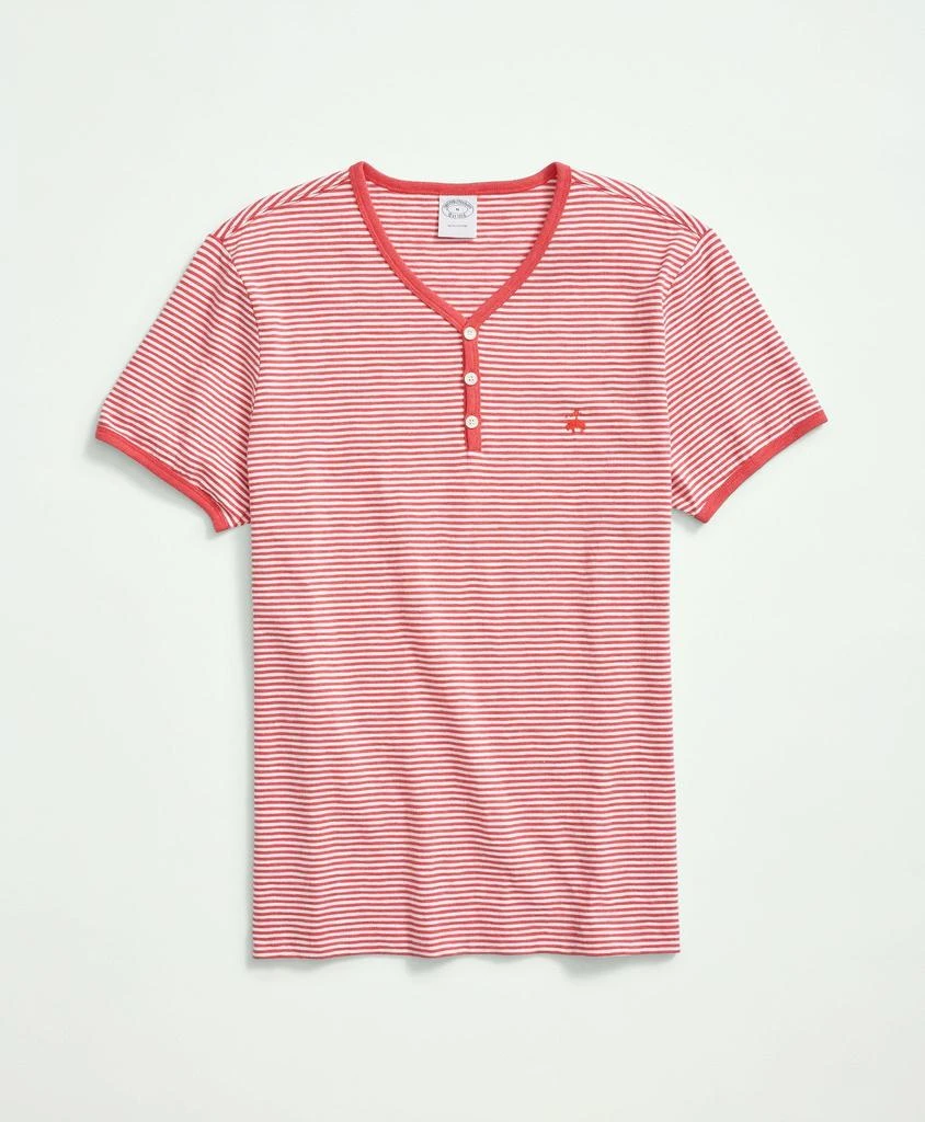 商品Brooks Brothers|Short-Sleeve Striped Slub Cotton Henley,价格¥248,第1张图片