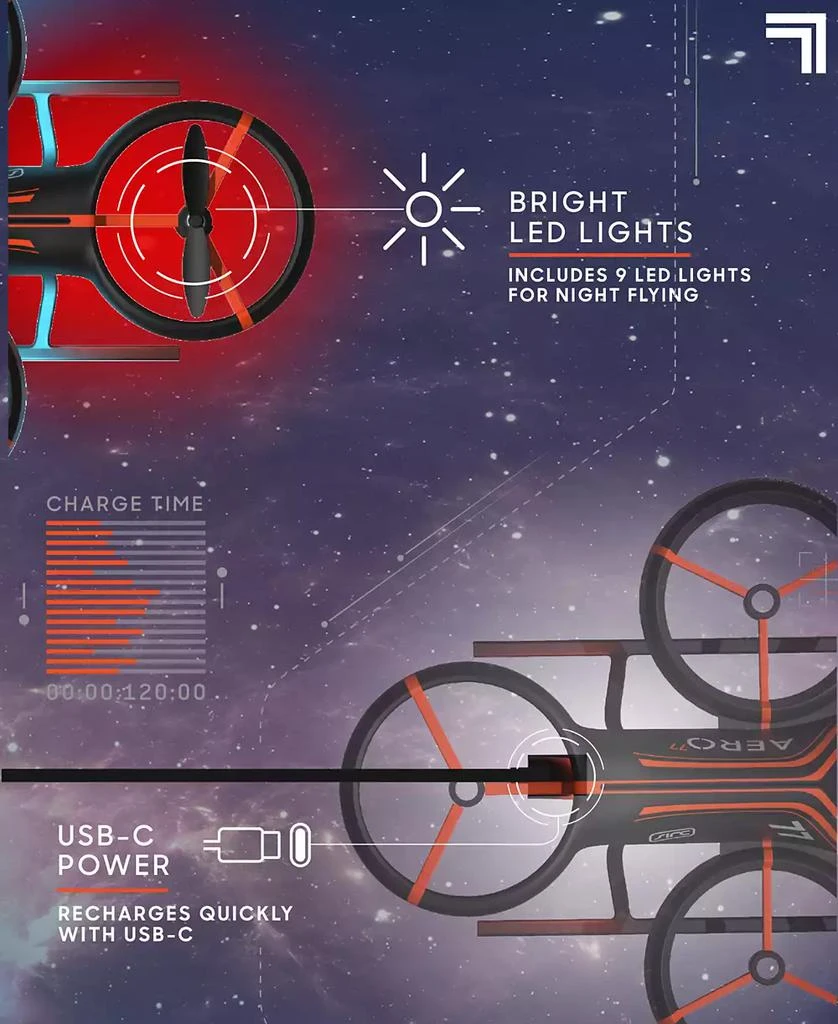 商品Sharper Image|X-Treme Aero High-Performance Remote Control Drone,价格¥224,第4张图片详细描述