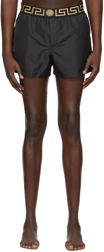 商品Versace|Black Short Greca Border Swim Shorts,价格¥1547,第1张图片