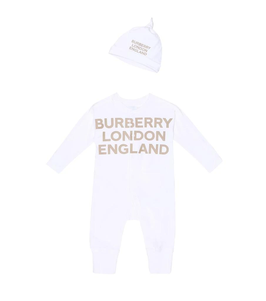 商品Burberry|Baby Cleo棉质连身衣和帽子套装,价格¥1713,第1张图片
