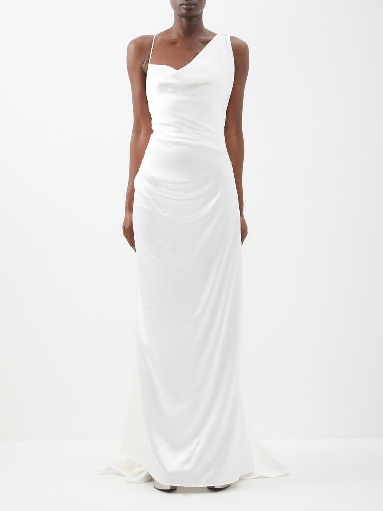 Minerva asymmetric silk-satin gown商品第1张图片规格展示