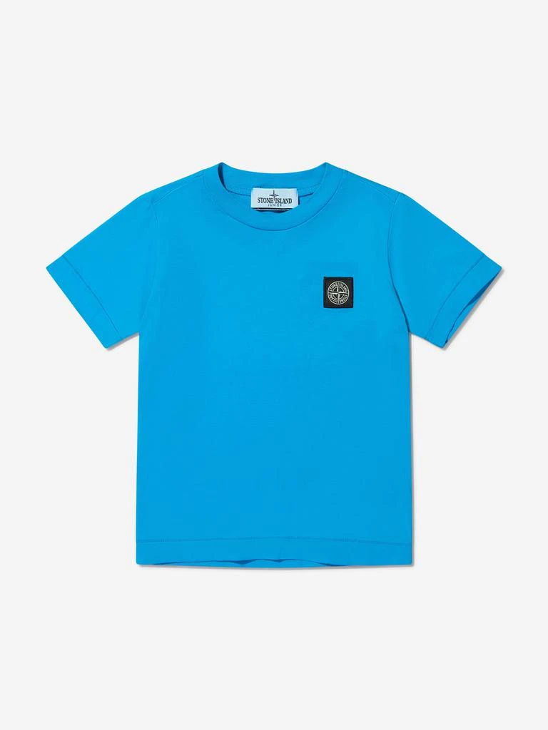 商品Stone Island|Stone Island Pink, Yellow, Blue, Cream, Lilac, Navy Boys Cotton Short Sleeve Logo T-Shirt,价格¥419,第3张图片详细描述
