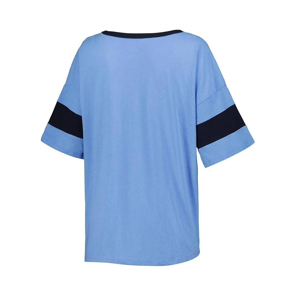 商品CHAMPION|Women's Carolina Blue North Carolina Tar Heels Jumbo Arch Striped Half-Sleeve T-shirt,价格¥240,第3张图片详细描述