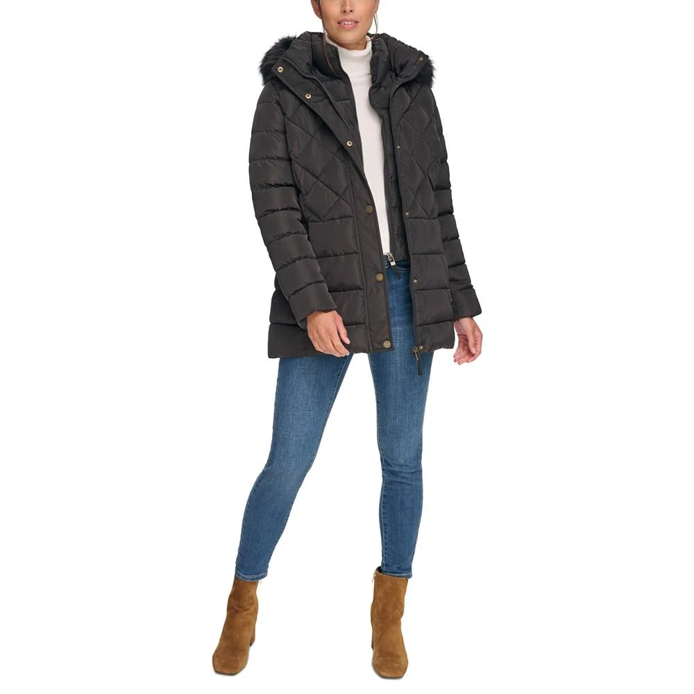 Women's Bibbed Faux-Fur-Trim Hooded Puffer Coat, Created for Macy's 商品