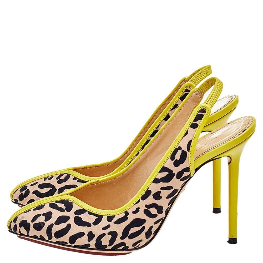 商品[二手商品] Charlotte Olympia|Charlotte Olympia Beige Leopard Print Fabric Slingback Sandals Size 37.5,价格¥1222,第4张图片详细描述