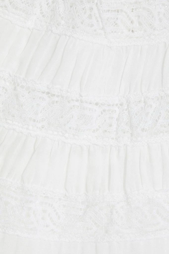商品FRAME|Shirred lace-trimmed ramie top,价格¥354,第2张图片详细描述