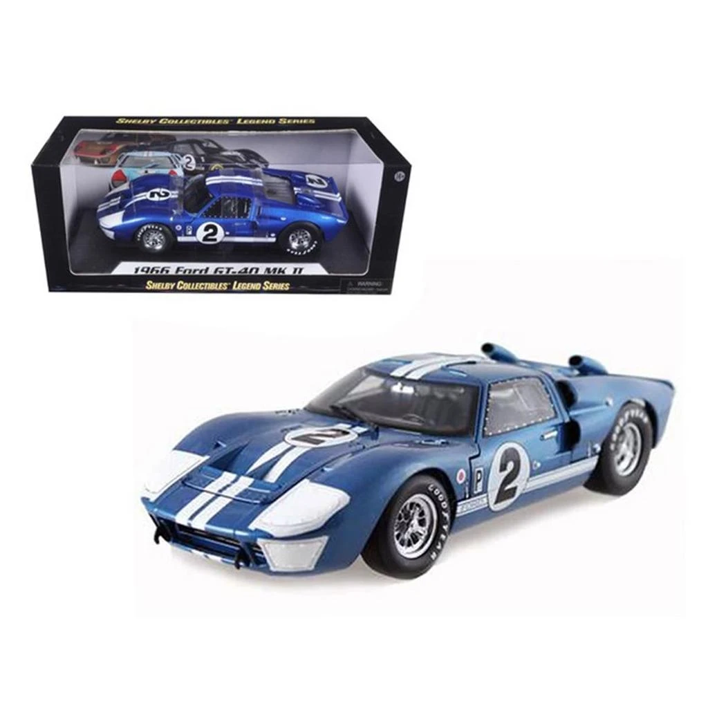 商品Shelby Collectibles|1966 Ford GT40 GT 40 Mark II No.2 Blue 12 Hours of Sebring 1-18 Diecast Car Model,价格¥1051,第1张图片