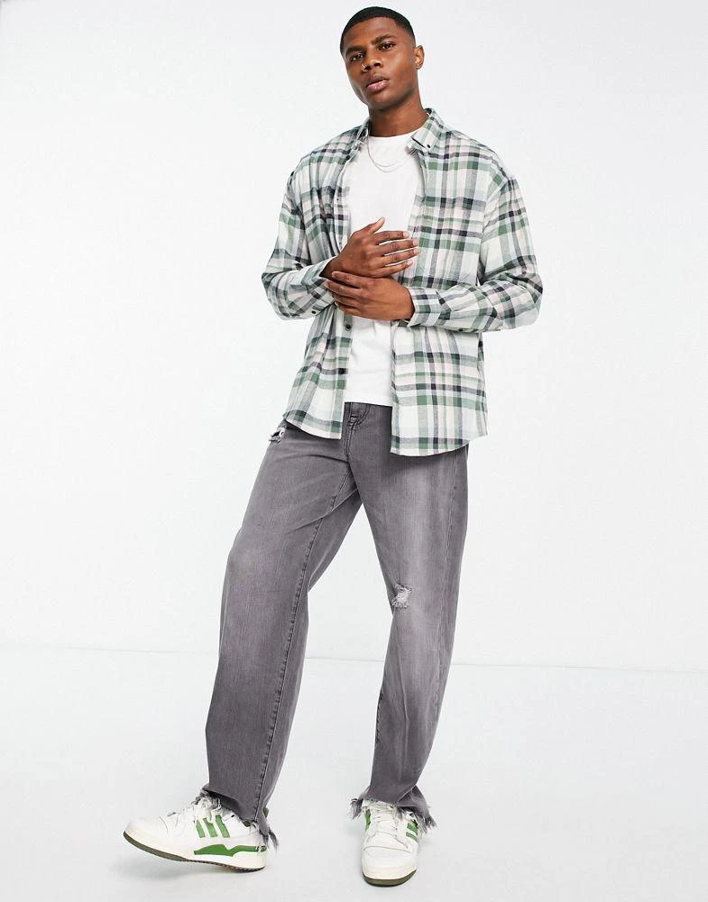 商品ASOS|ASOS DESIGN 90s oversized check shirt in green,价格¥96,第1张图片