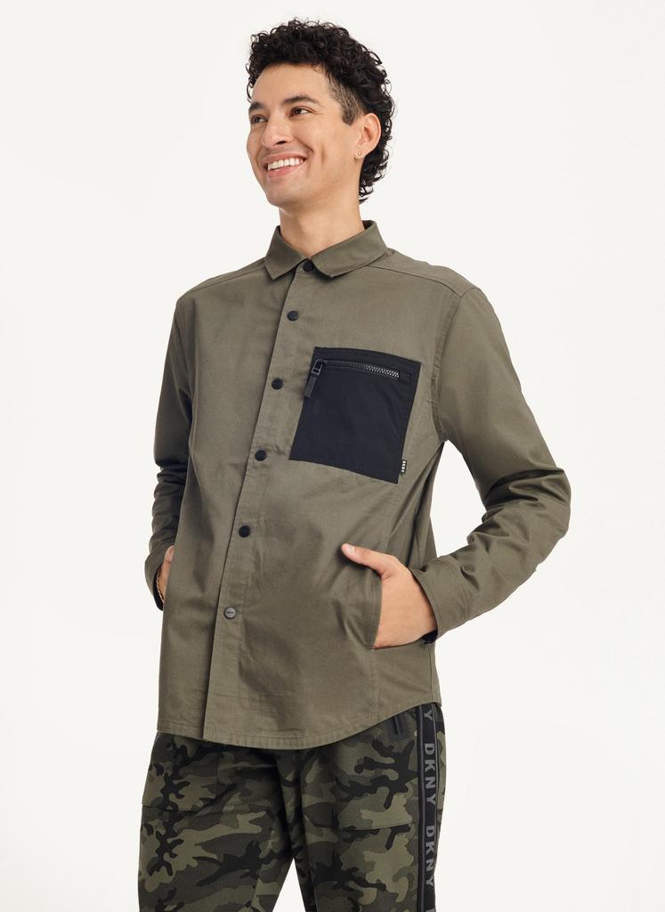商品DKNY|Mixed Media PockeT-Shirt Jacket,价格¥217-¥366,第7张图片详细描述
