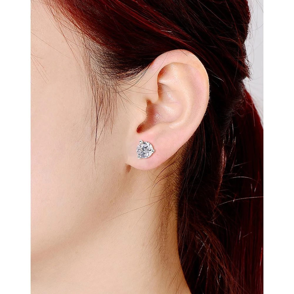 商品Rachel Glauber|White Gold Plated 3-Prong Martini Solitaire Stud Earrings,价格¥91,第3张图片详细描述