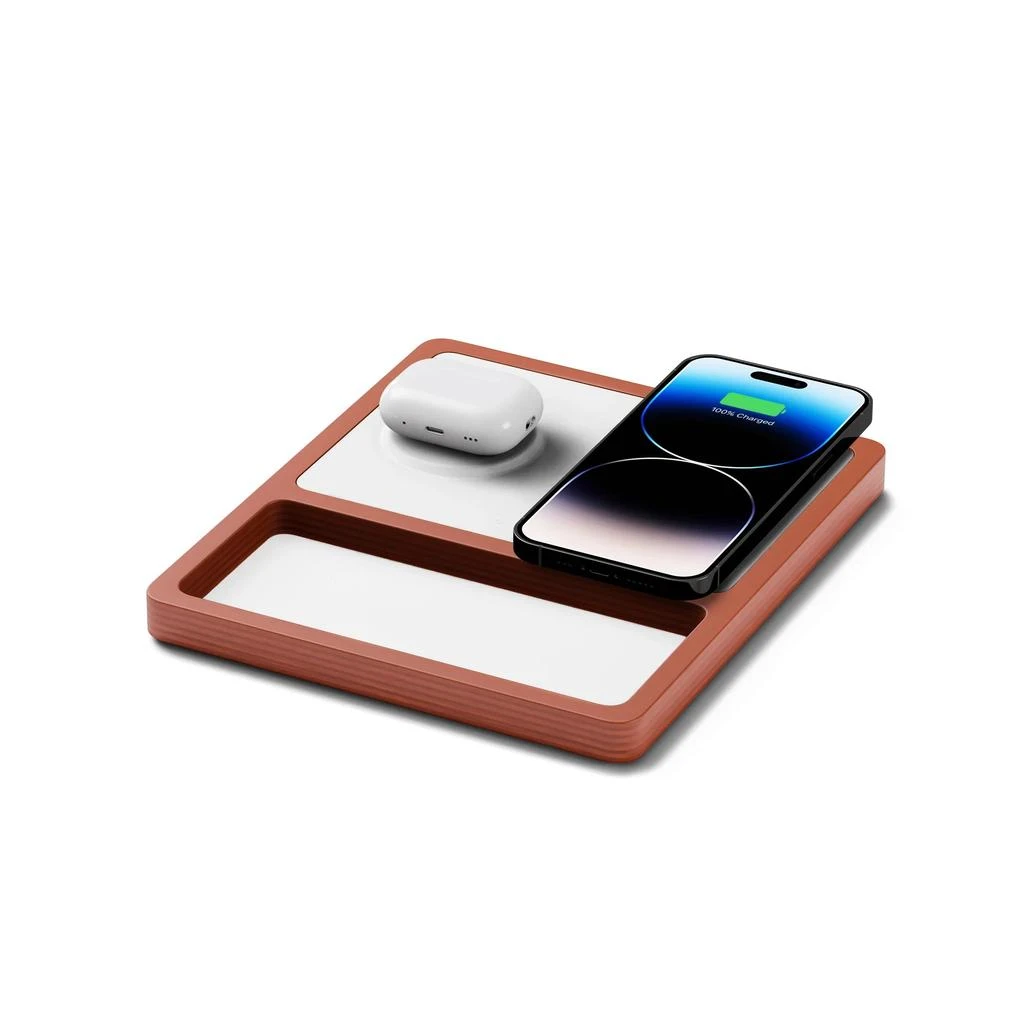 商品NYTSTND|DUO TRAY White - 2-in-1 MagSafe Oak Wireless Charger with USB-C and A Ports Support,价格¥1065,第1张图片