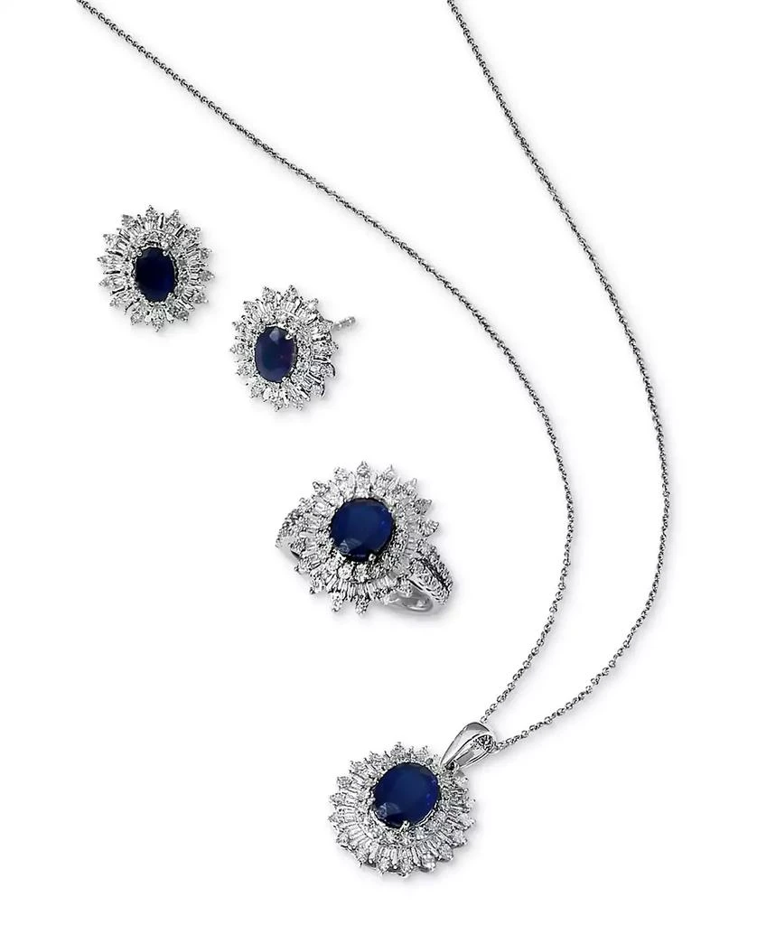 商品Effy|EFFY® Sapphire (1/3 ct. t.w.) & Diamond (1/3 ct. t.w.) Stud Earrings in 14k White Gold. (Also available in Ruby and Emerald),价格¥26707,第4张图片详细描述