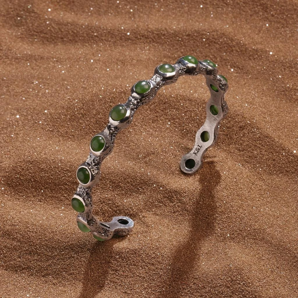 商品Karma and Luck|Path of Prosperity - Olive Jade Men’s Cuff,价格¥1360,第1张图片
