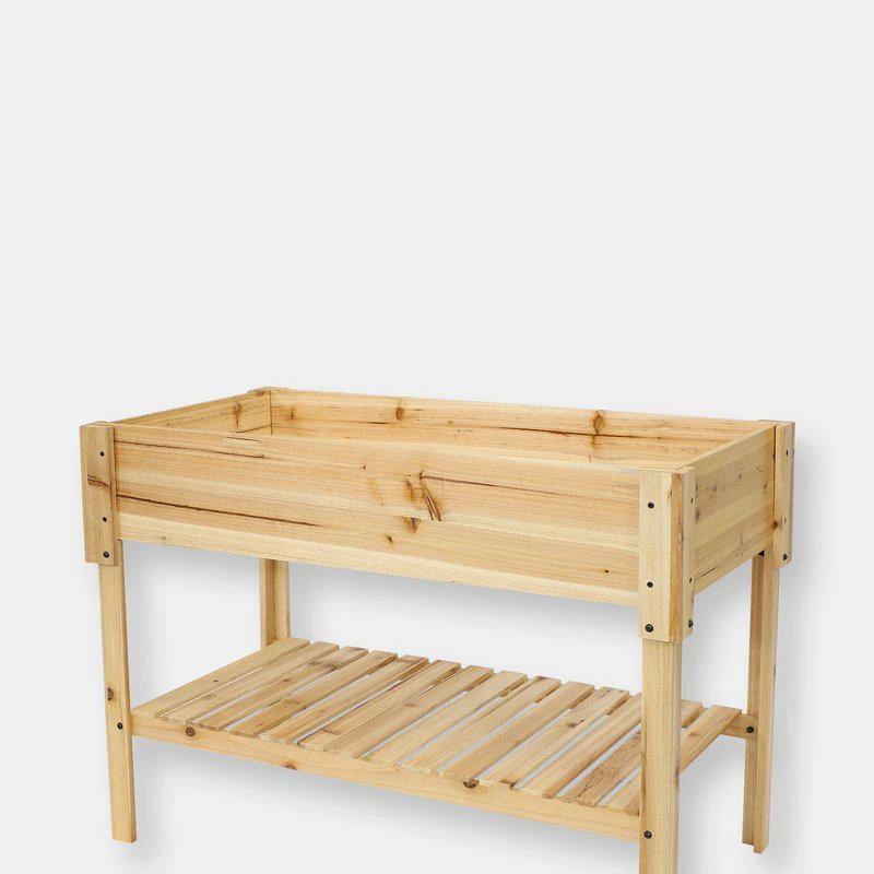 商品Sunnydaze Decor|Raised Garden Bed Elevated Planter Box with Shelf Kit Wood Stained Finish 42",价格¥839,第1张图片