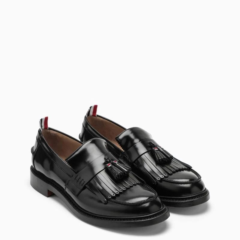 商品Thom Browne|Black leather moccasin with tassels,价格¥4488,第2张图片详细描述