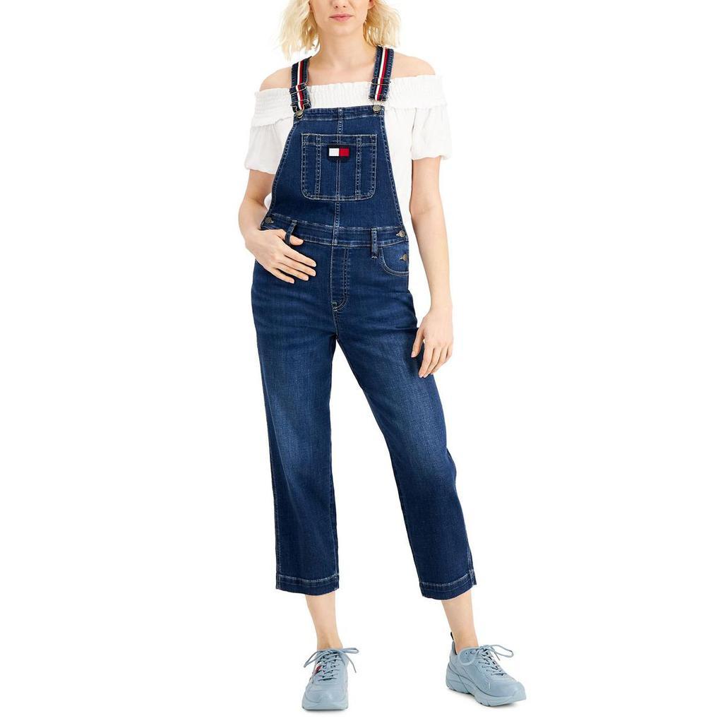 商品Tommy Hilfiger|Tommy Hilfiger Womens Cropped Logo Overall Jeans,价格¥479,第1张图片
