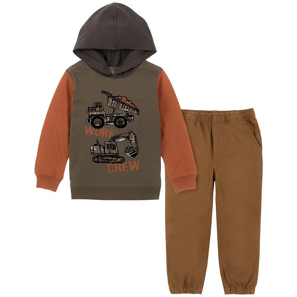 商品KIDS HEADQUARTERS|Little Boys Long Sleeve Colorblock Slub Hooded T-shirt and Twill Joggers, 2 Piece Set,价格¥180,第1张图片