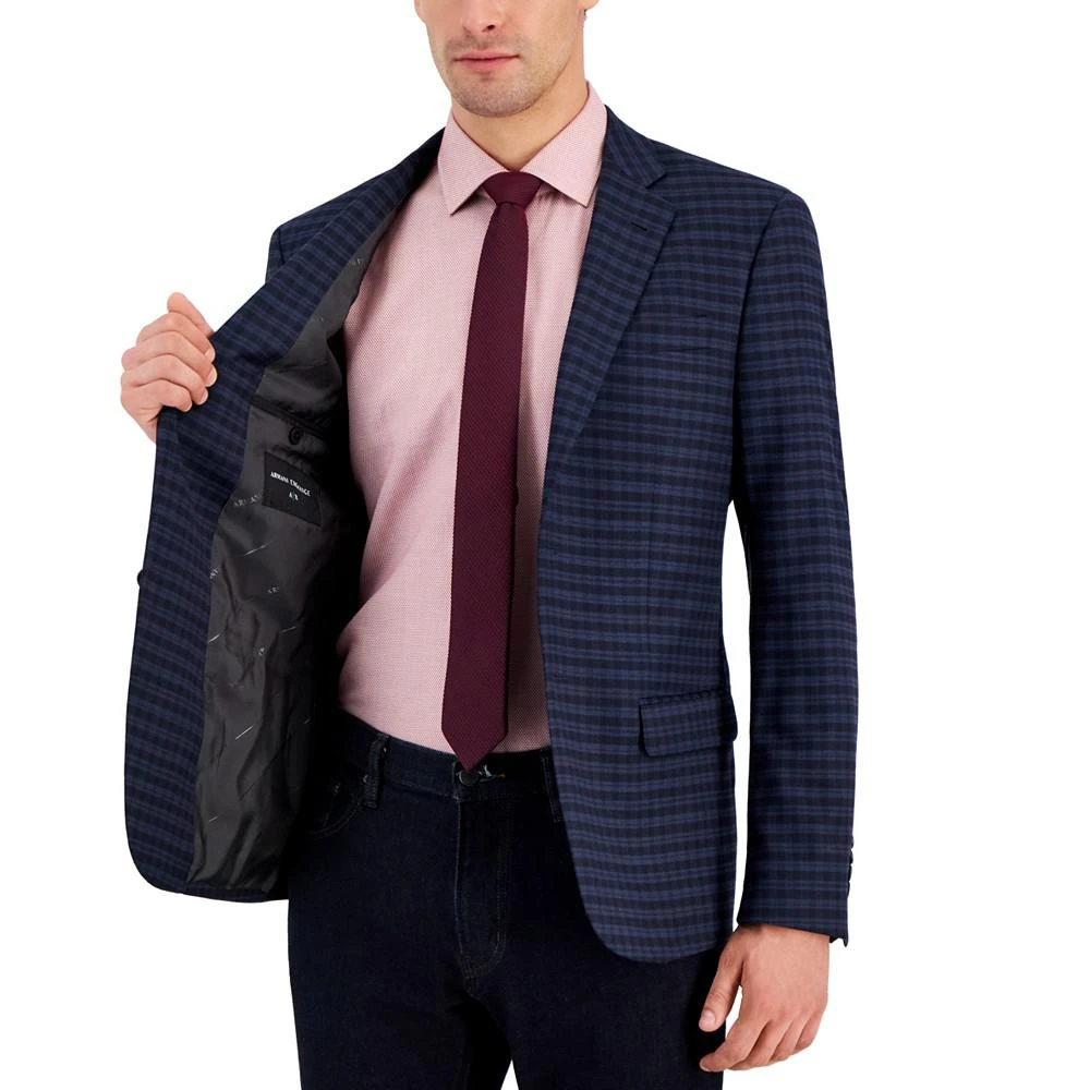 商品Armani Exchange|Men's Slim-Fit Blue Plaid Sport Coat,价格¥1495,第4张图片详细描述