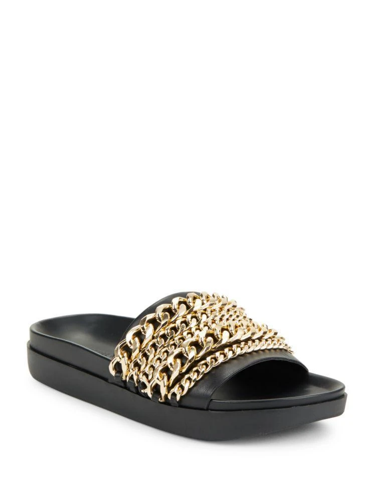 商品KENDALL & KYLIE|Shiloh Chain-Link Leather Pool Slide Sandals,价格¥752,第1张图片