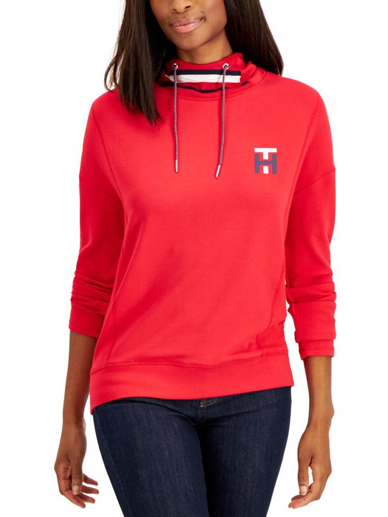 Womens Dropped-Shoulder Ribbed Trim Hooded Sweatshirt商品第2张图片规格展示