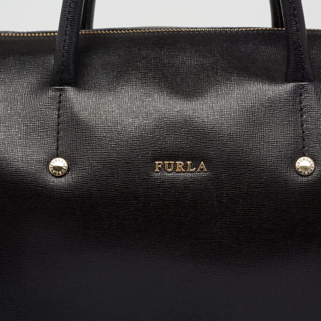 Furla Black Leather Medium Boston Bag商品第5张图片规格展示