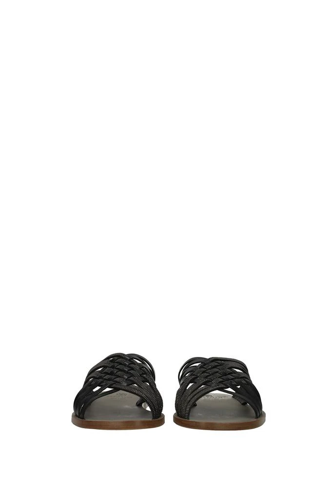 商品Brunello Cucinelli|Slippers and clogs Leather Black,价格�¥3566,第3张图片详细描述
