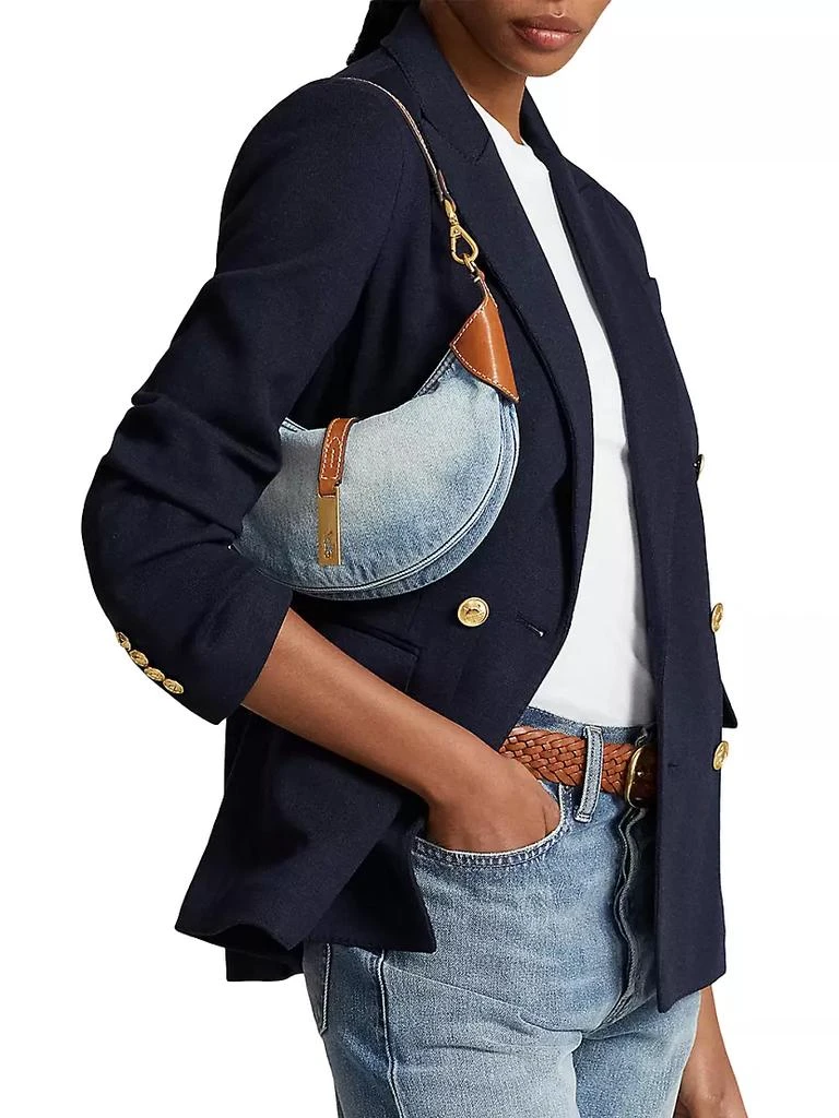 商品Ralph Lauren|Mini Polo ID Denim &amp; Leather Shoulder Bag,价格¥3741,第2张图片详细描述