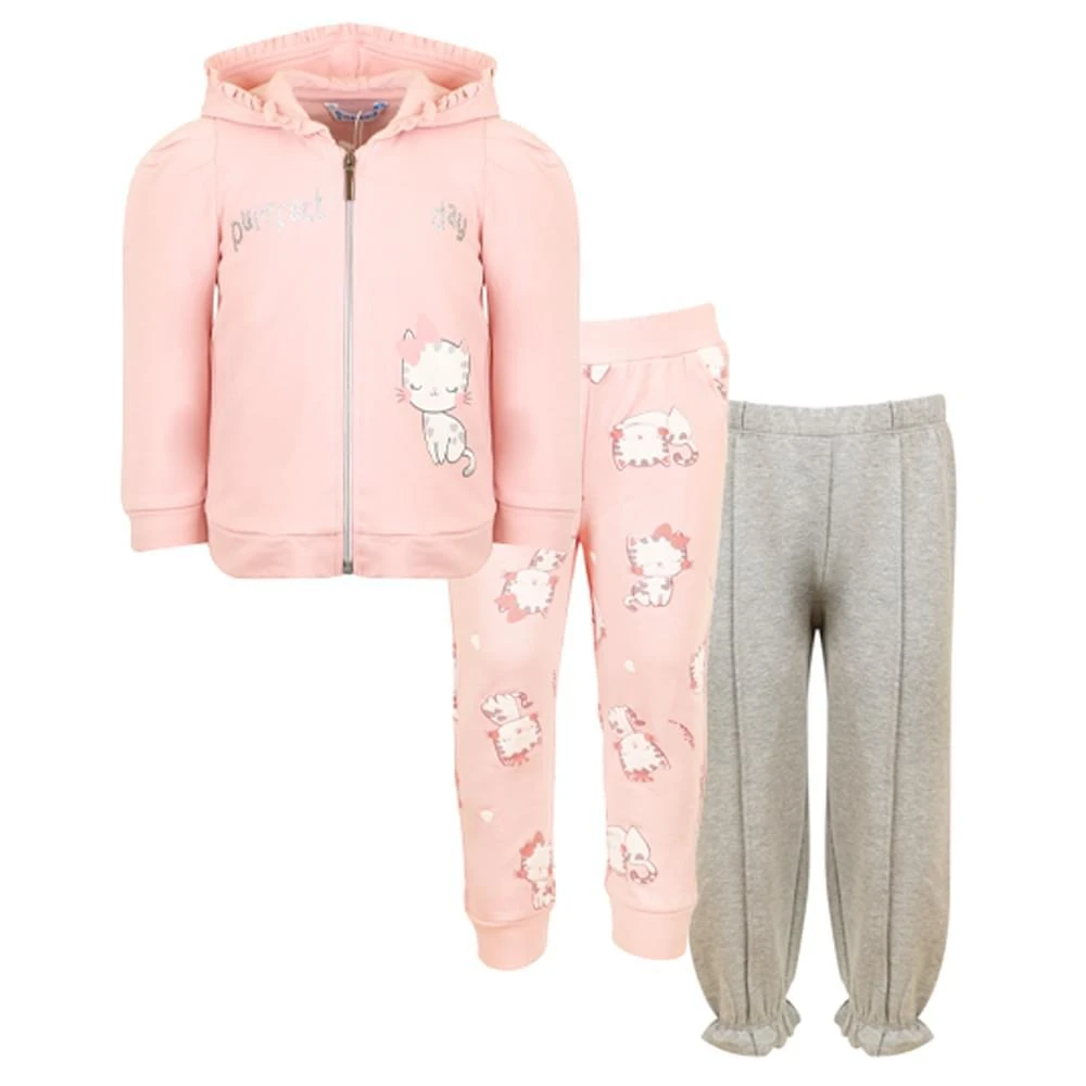 商品Mayoral|Pink & Grey 3 Piece Cat Print Tracksuit,价格¥159,第1张图片