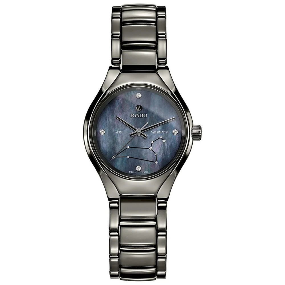 商品Rado|Women's Swiss Automatic True Star Leo Sign Diamond-Accent Plasma High-Tech Ceramic Bracelet Watch 30mm,价格¥17211,第1张图片