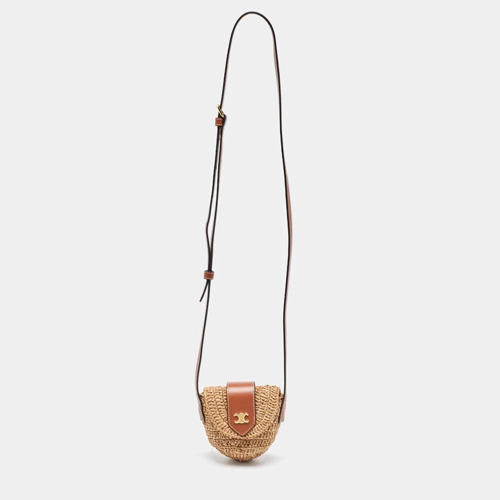 商品[二手商品] Celine|Celine Beige/Brown Straw and Leather Crossbody Bag,价格¥26318,第1张图片