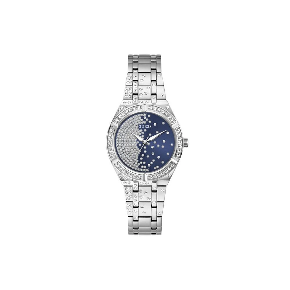 商品GUESS|Women's Silver-Tone Stainless Steel Glitz Bracelet Watch 36mm,价格¥758,第1张图片