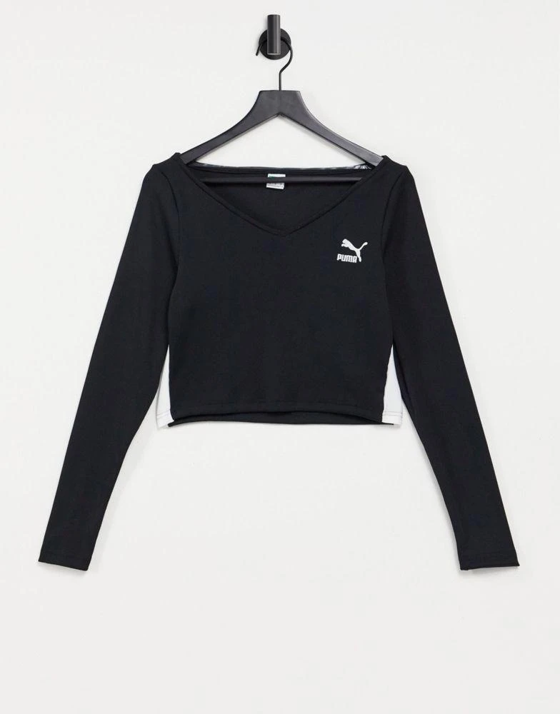 商品Puma|Puma Classic Long Sleeve Cropped top in black,价格¥122,第1张图片