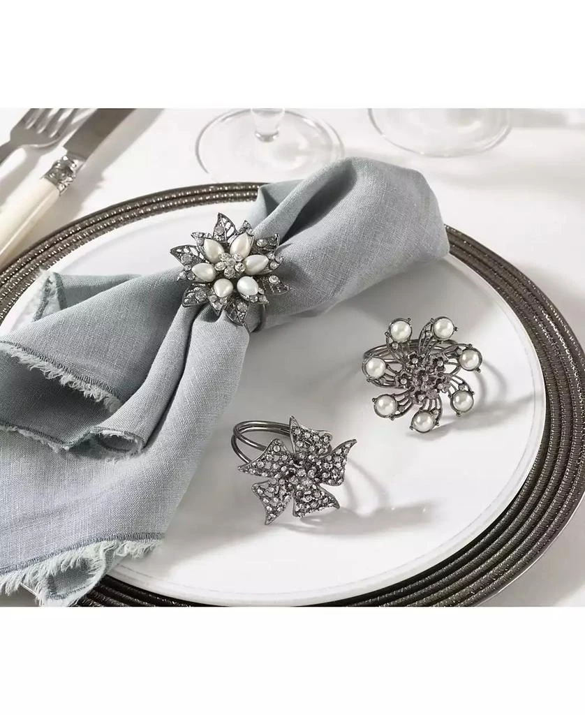 商品Saro Lifestyle|Bejeweled Flower Design Napkin Ring, Set of 4,价格¥155,第2张图片详细描述