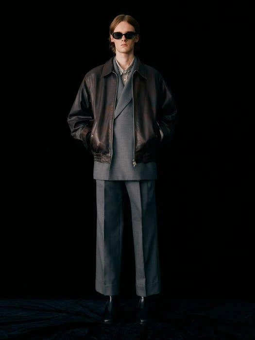 商品DUNST FOR MEN|Turn-Up Wide Wool Slacks _Grey,价格¥1050,第1张图片