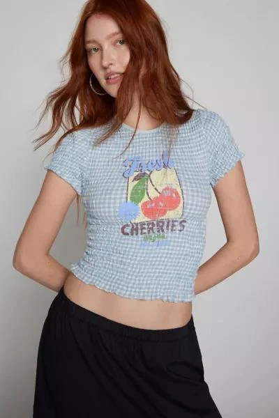 商品Kimchi Blue|Kimchi Blue Shay Smocked Gingham Tee,价格¥154,第4张图片详细描述