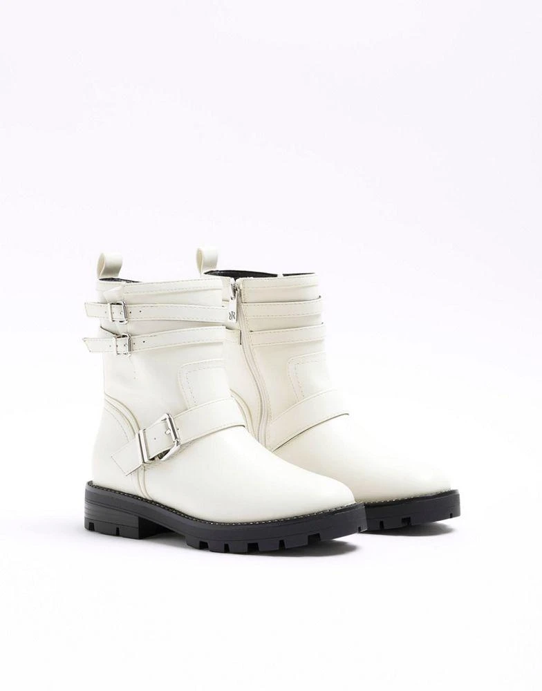 商品River Island|River Island Buckle biker boots in white,价格¥494,第4张图片详细描述