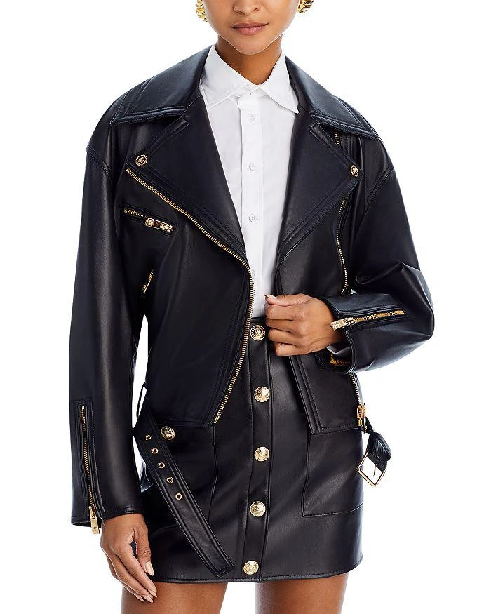 商品Versace|Plonge Leather Moto Jacket,价格¥20160,第1张图片