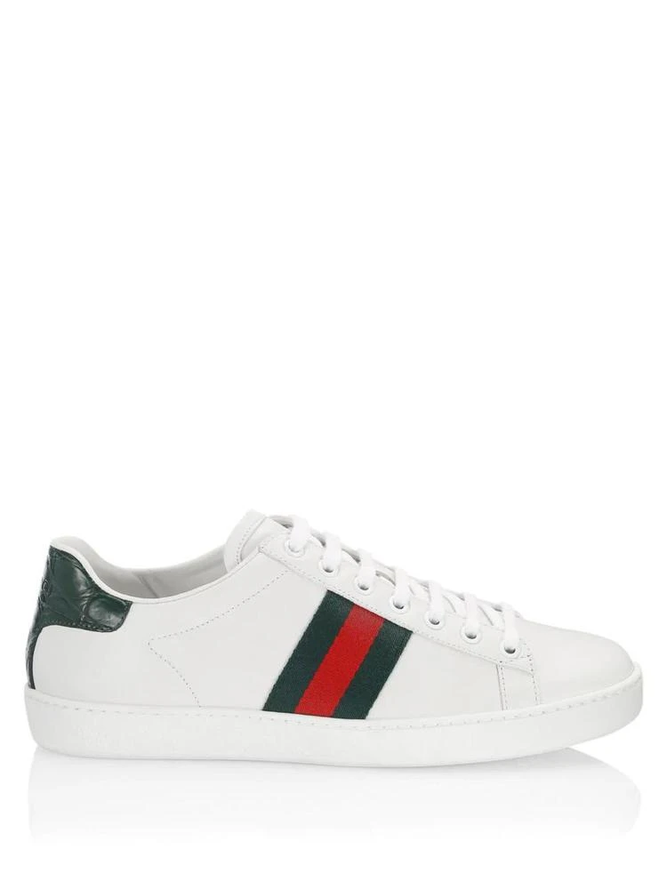 商品Gucci|Leather Sneakers With Web Detail,价格¥4367,第5张图片详细描述