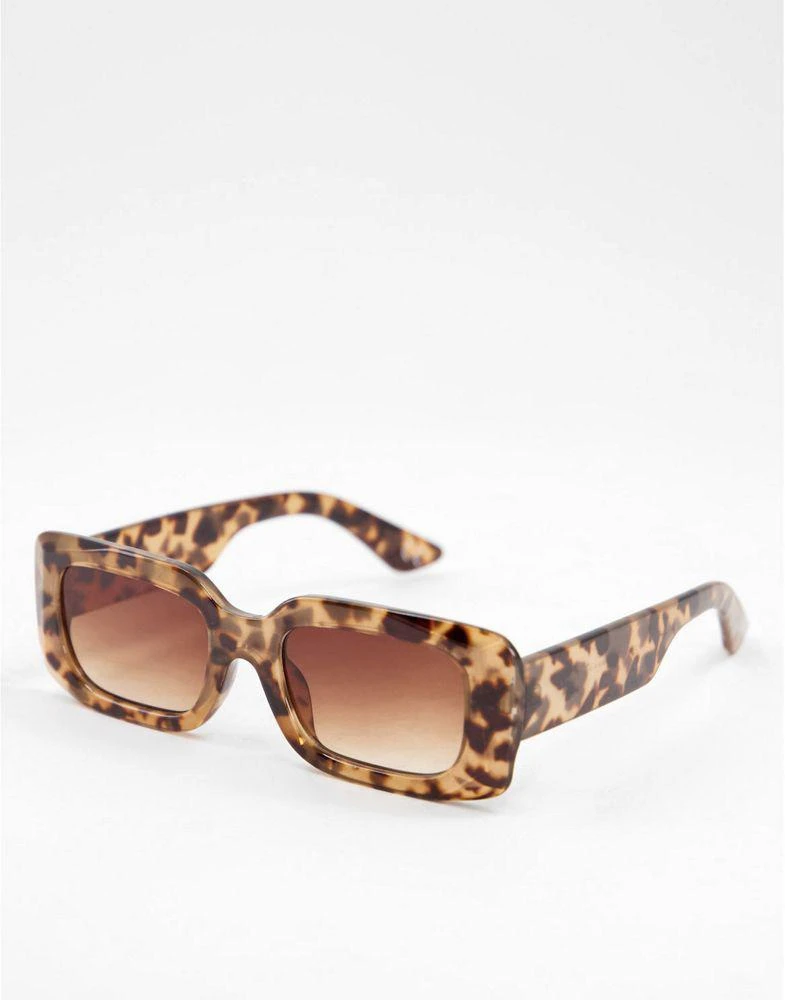 商品ASOS|ASOS DESIGN frame mid square sunglasses with corner bevel in milky tort   - BROWN,价格¥71,第1张图片