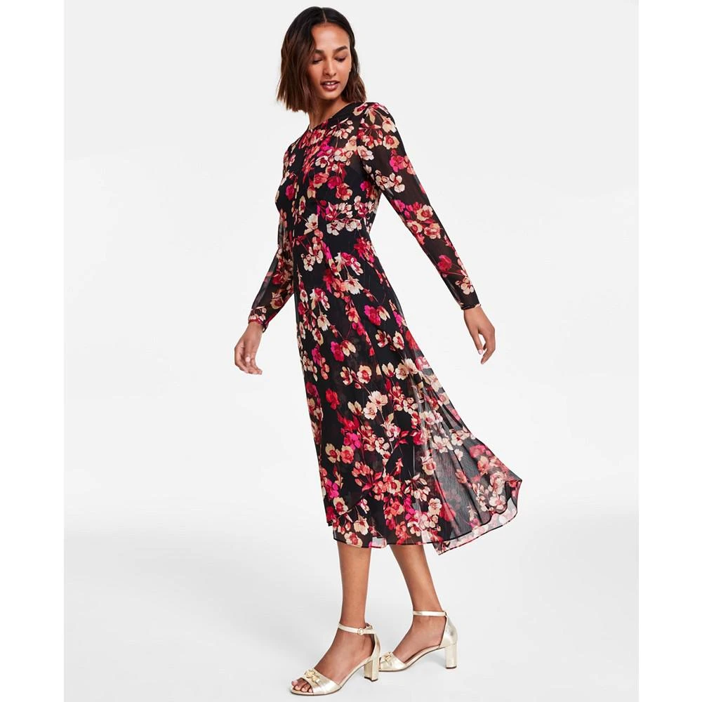 商品Tommy Hilfiger|Women's Long-Sleeved Paper Poppy Printed Chiffon A-Line Dress,价格¥411,第3张图片详细描述