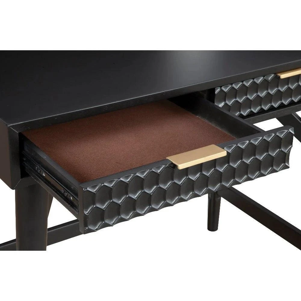 商品FurnizzeMe|Writing Desk with 2 Drawers and Wooden Frame, Black,价格¥11826,第2张图片详细描述