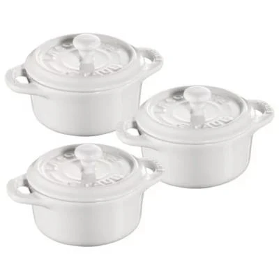 商品Staub|Staub Ceramic 3-pc Mini Round Cocotte Set,价格¥450,第4张图片详细描述