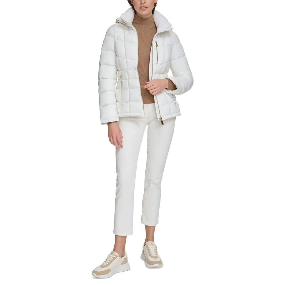 商品Calvin Klein|Women's Petite Faux-Fur-Trim Hooded Puffer Coat, Created for Macy's,价格¥732,第5张图片详细描述