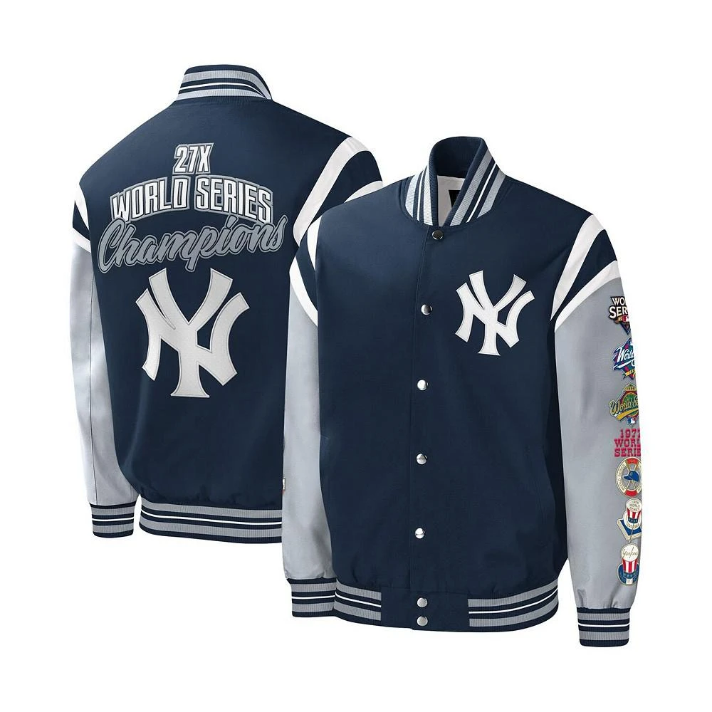 商品G-III Sports by Carl Banks|Men's Navy New York Yankees Title Holder Full-Snap Varsity Jacket,价格¥1120,第1张图片