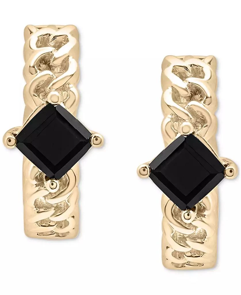 商品Macy's|Onyx Curb Link Small Hoop Earrings in 14k Gold-Plated Sterling Silver, 0.625",价格¥515,第3张图片详细描述