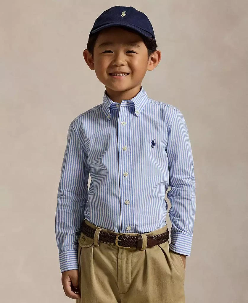 商品Ralph Lauren|Toddler and Little Boys Striped Cotton Poplin Shirt,价格¥230,第1张图片