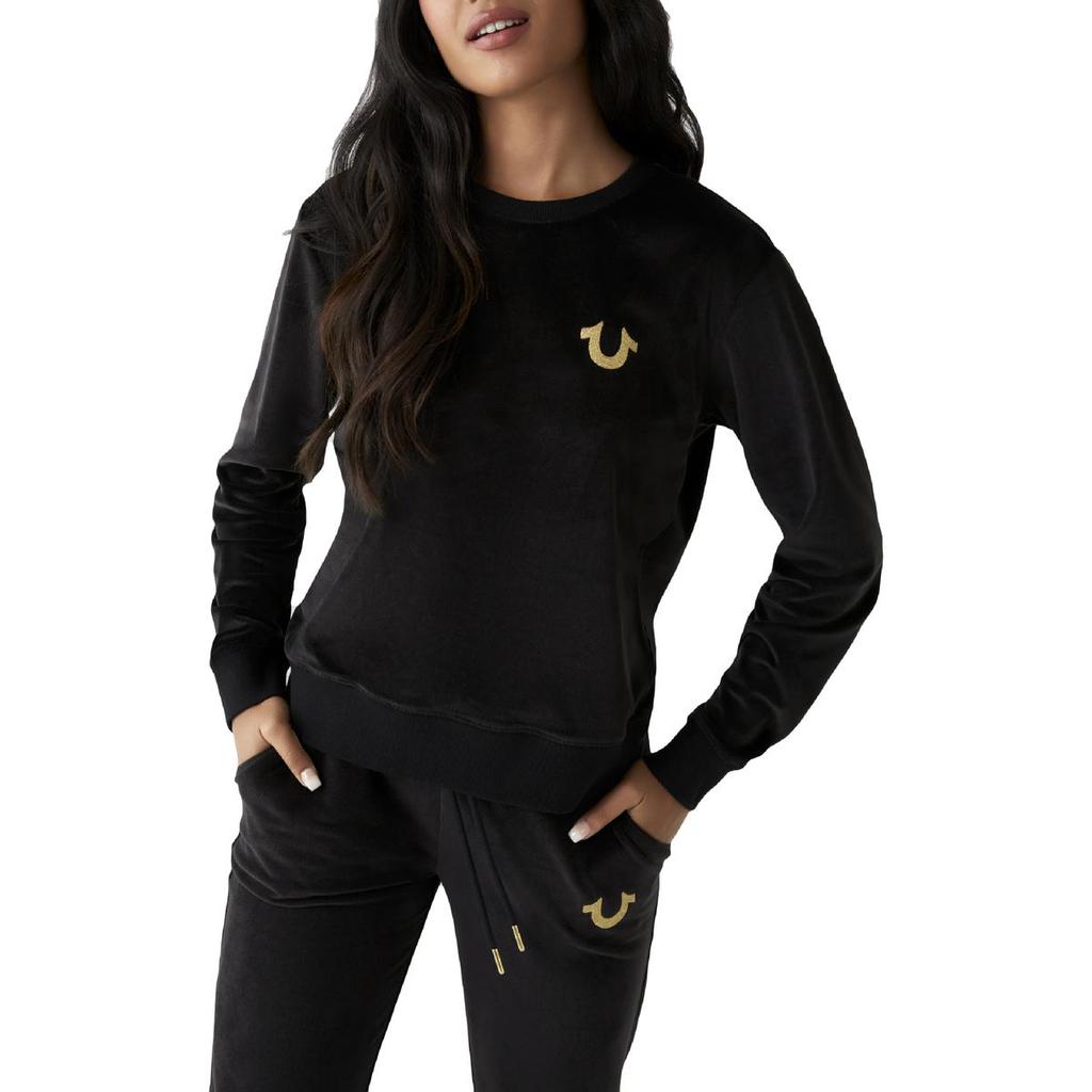 True Religion Women's Velvet Long Sleeve Crewneck Sweatshirt商品第1张图片规格展示
