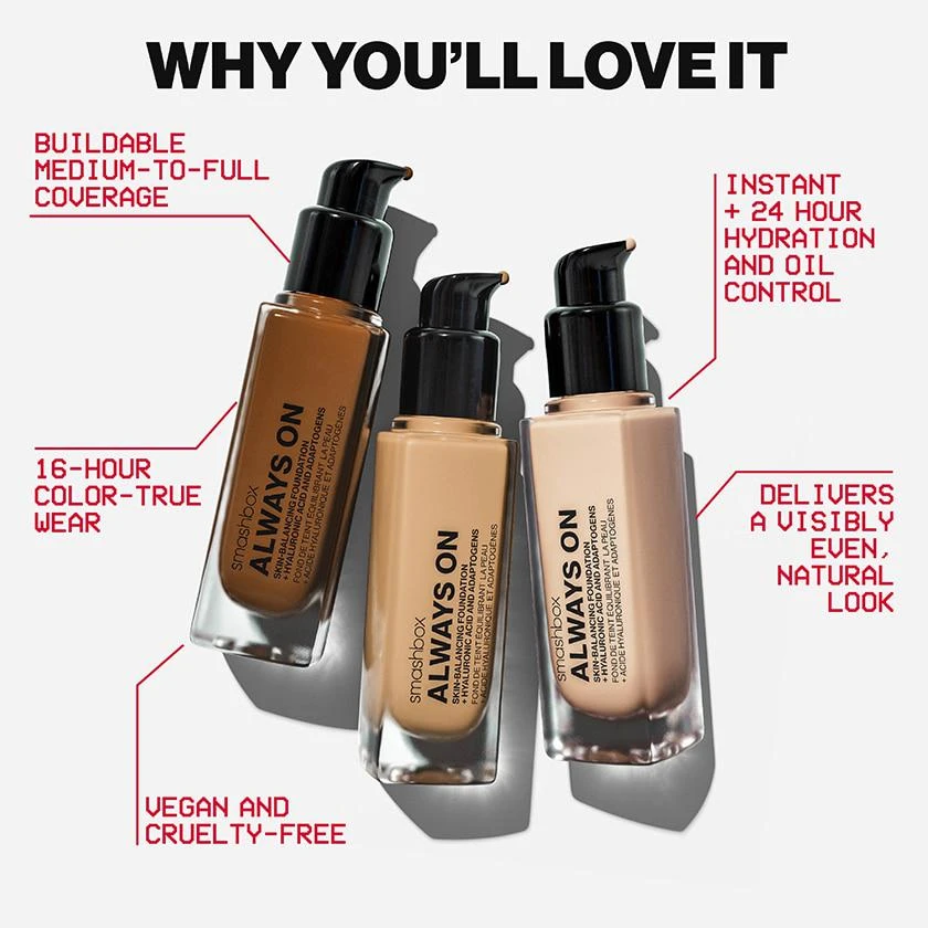 商品Smashbox Cosmetics|Always On Skin-Balancing Foundation,价格¥283,第3张图片详细描述