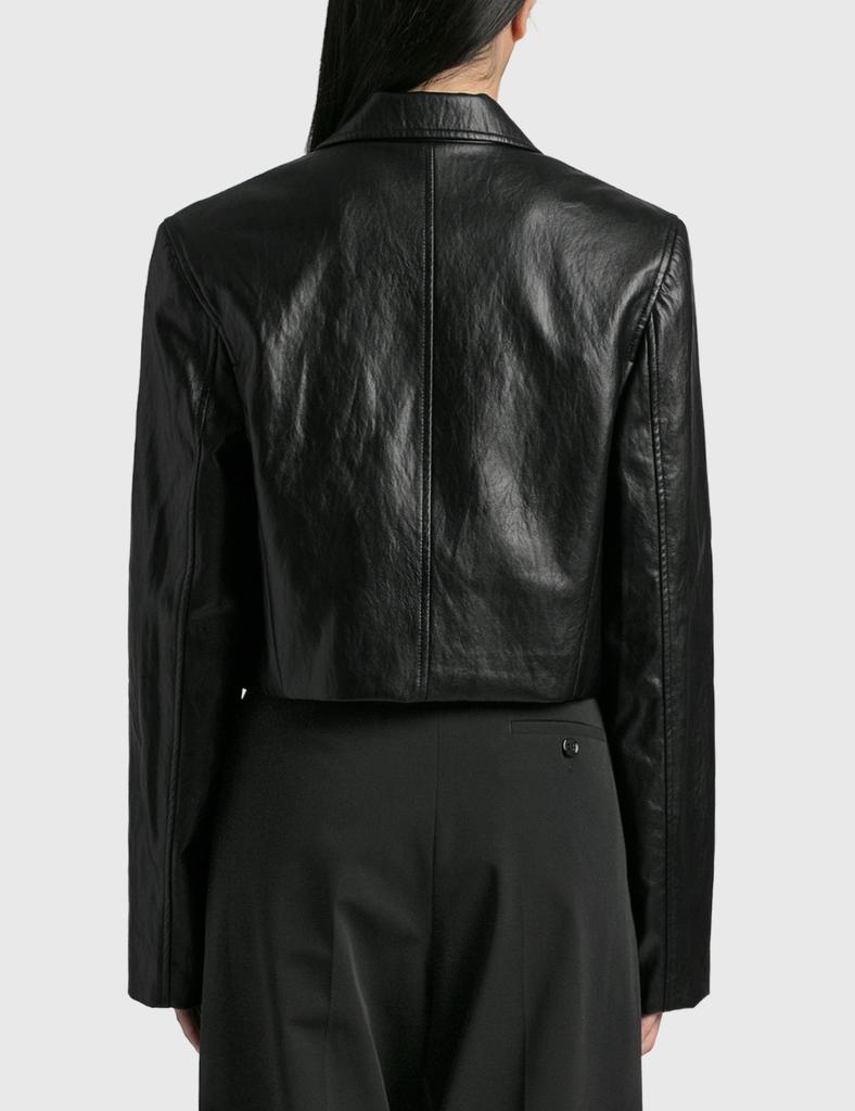 Faux Leather Cropped Jacket商品第3张图片规格展示