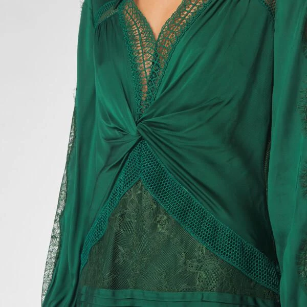 商品Self Portrait|Self-Portrait Women's Fine Lace Trim Mini Dress - Green,价格¥1410,第4张图片详细描述